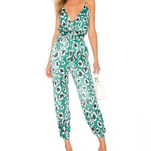 House of Harlow x Revolve Rudy Jumpsuit Green Leopard Print